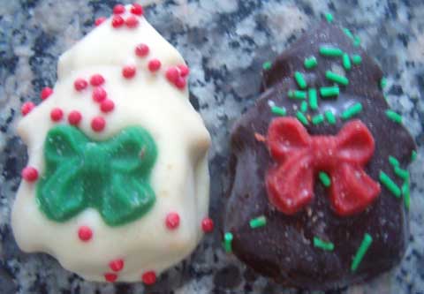 mini walnut christmas tree cookies