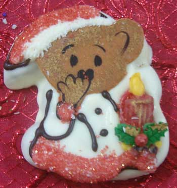 christmas teddy with candle cut out cookie