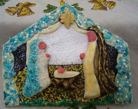 a large nativity scene cookie